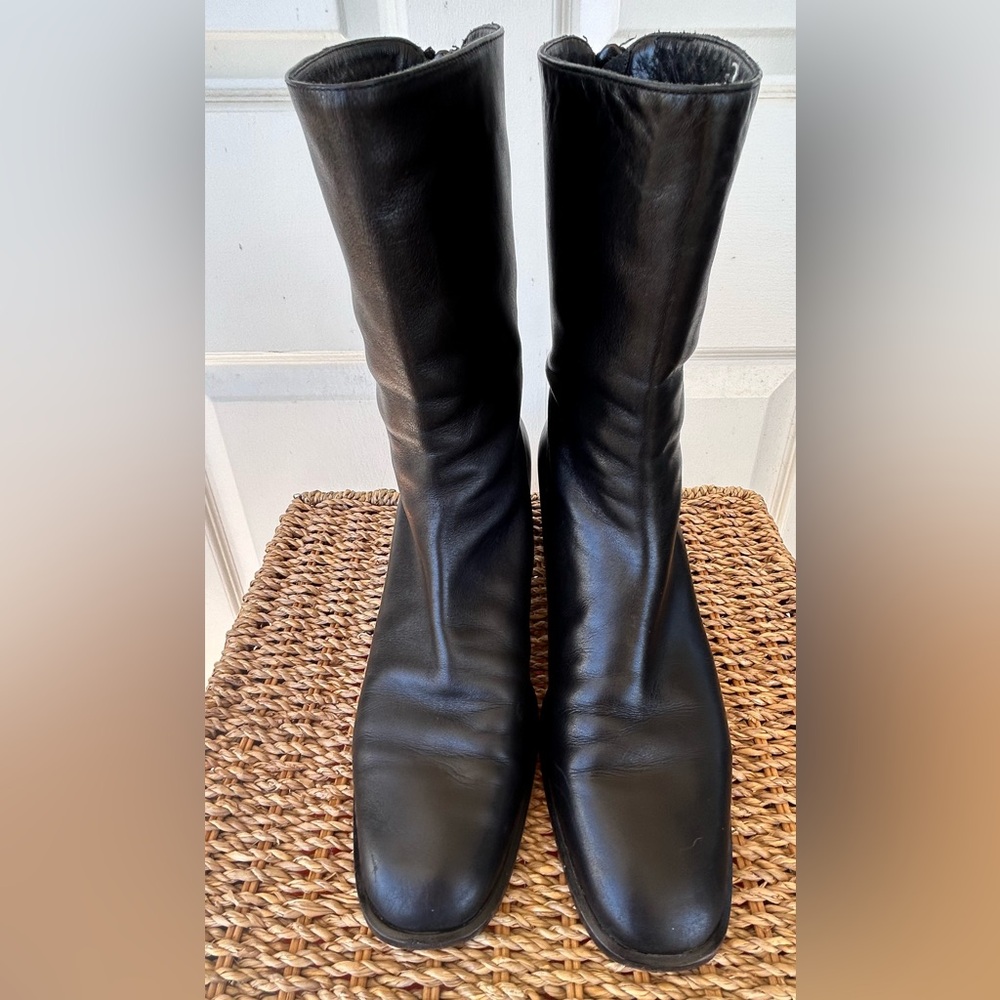 Cole Haan Black Leather Mid-Calf Boots